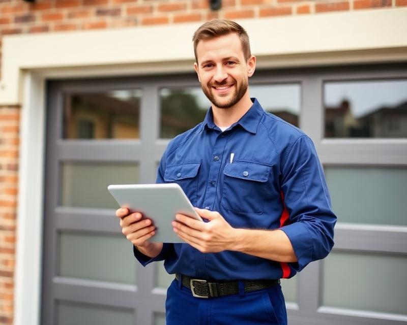 Stoughton Garage Doors professional technician performing digital inspection